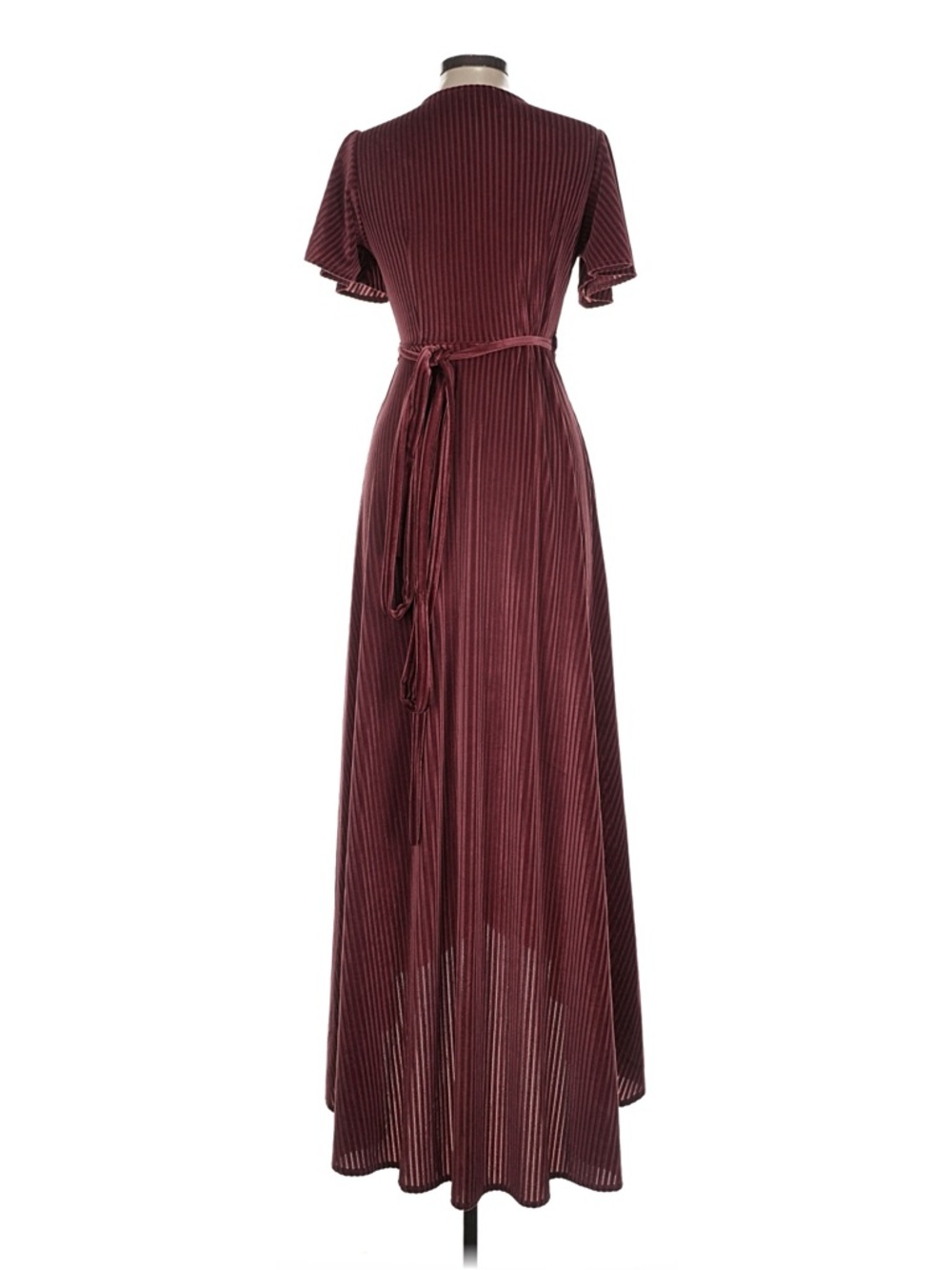 NWT Baltic Born Burgundy Ribbed Velvet Wrap Maxi Dress - Picture 2 of 11